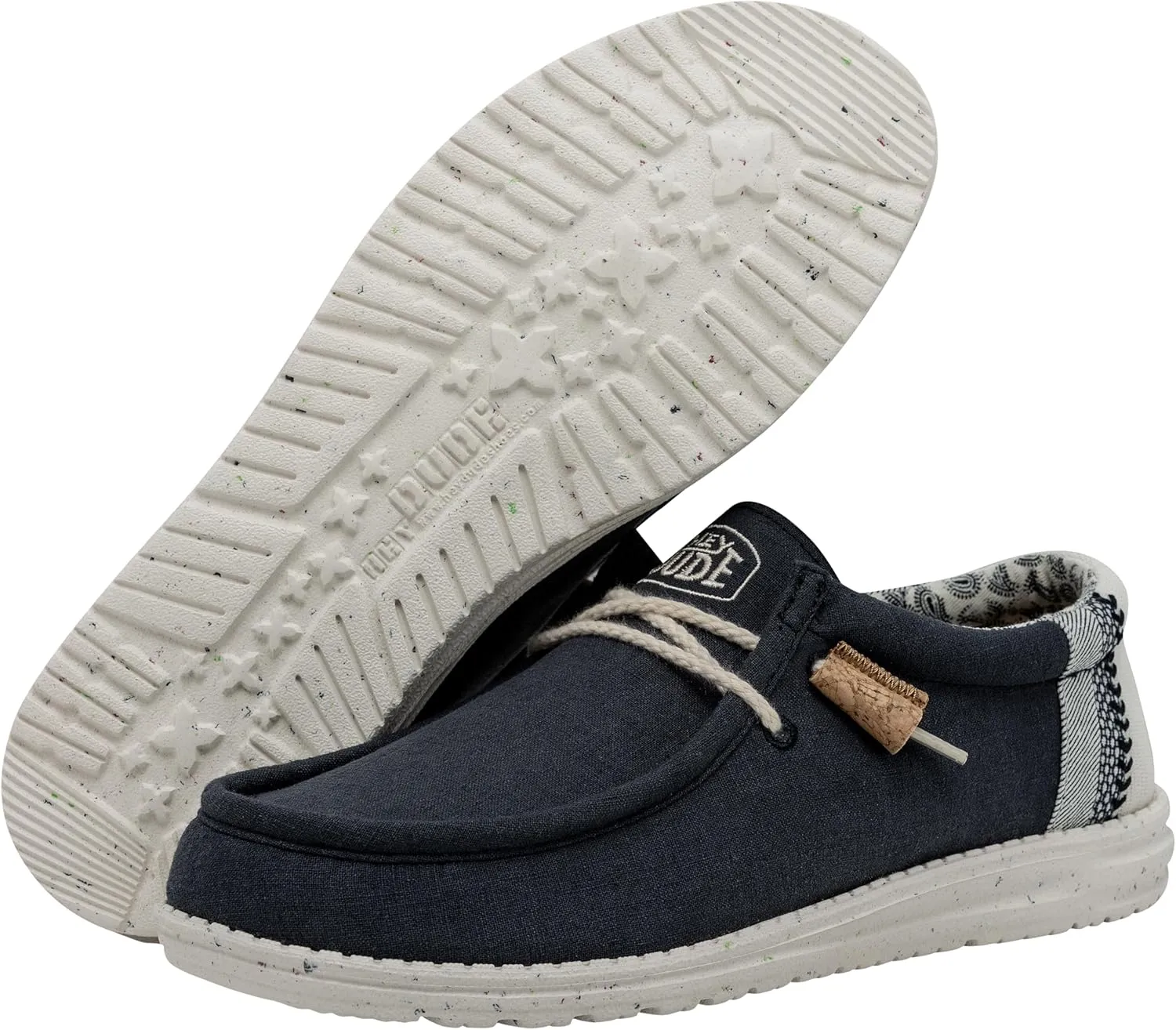 Hey Dude Men's Wally Linen | Men's Loafers | Men's Slip On Shoes | Comfortable & Light-Weight
