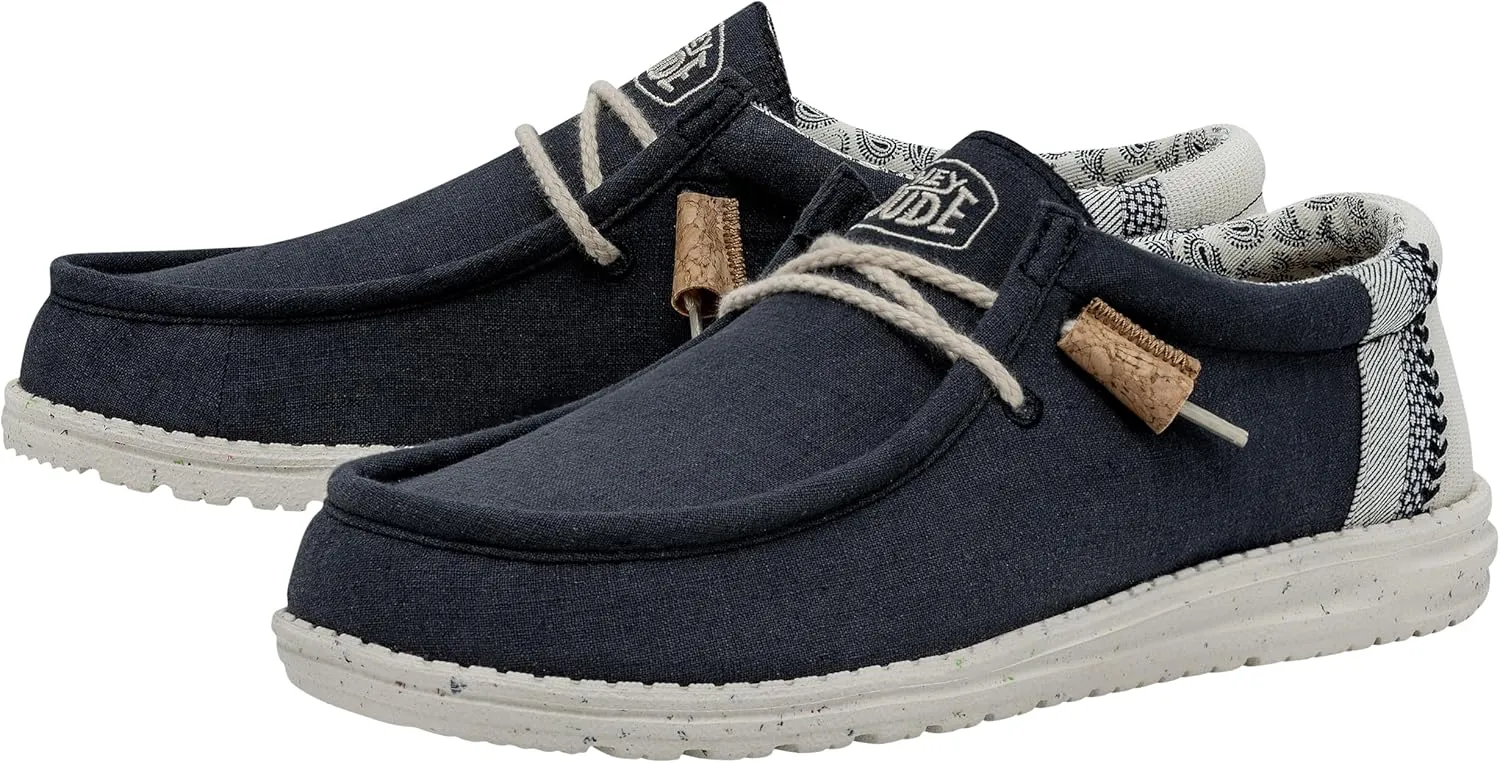 Hey Dude Men's Wally Linen | Men's Loafers | Men's Slip On Shoes | Comfortable & Light-Weight