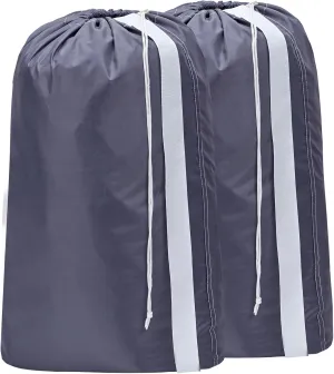 HOMEST 2 Pack XL Nylon Laundry Bag with Strap, Large Dirty Garments Organizer, Easy Fit a Hamper or Clothing Basket, Can Carry Up to 4 Loads of Clothes, Grey