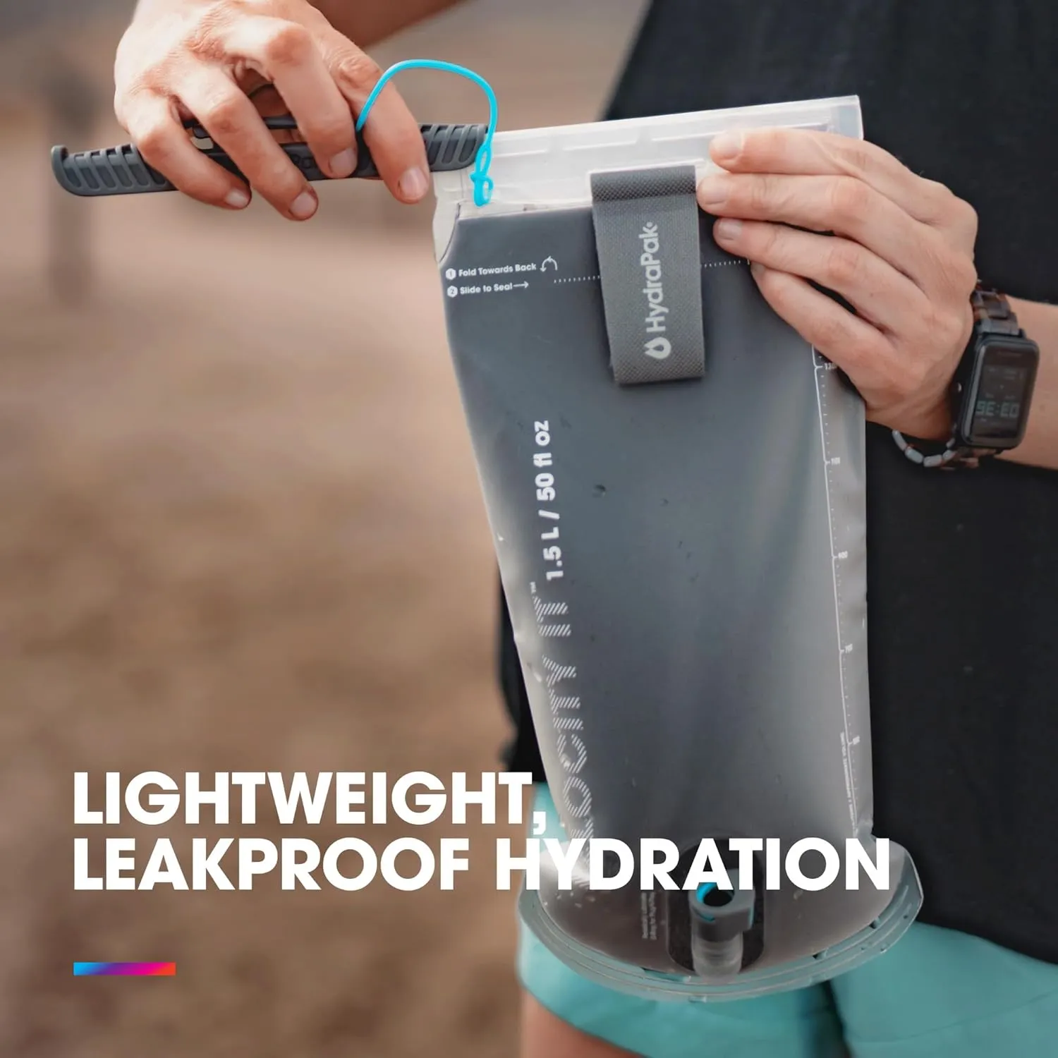 HydraPak Velocity IT (1.5L or 2L Hydration Reservoir) - Insulated Water Bladder/Reservoir for Hydration Pack – Self-Sealing Bite Valve, Leak Proof and Dishwasher Safe
