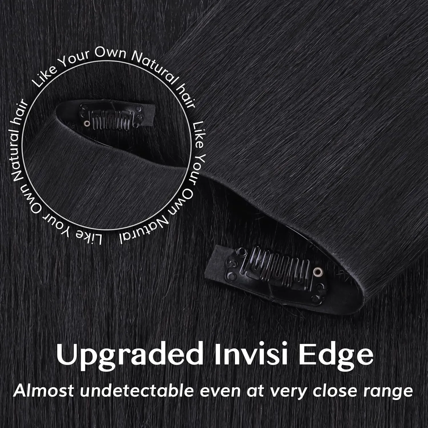 IDN BEAUTY 5 2 Invisi Edge Seamless Clip in Hair Extensions Human Hair Combo Pack, Yaki Straight 14 Inch 110g 5pcs Invisible Edge and 2pcs Seamless Clip ins for Black Women Natural Black No Leave Out