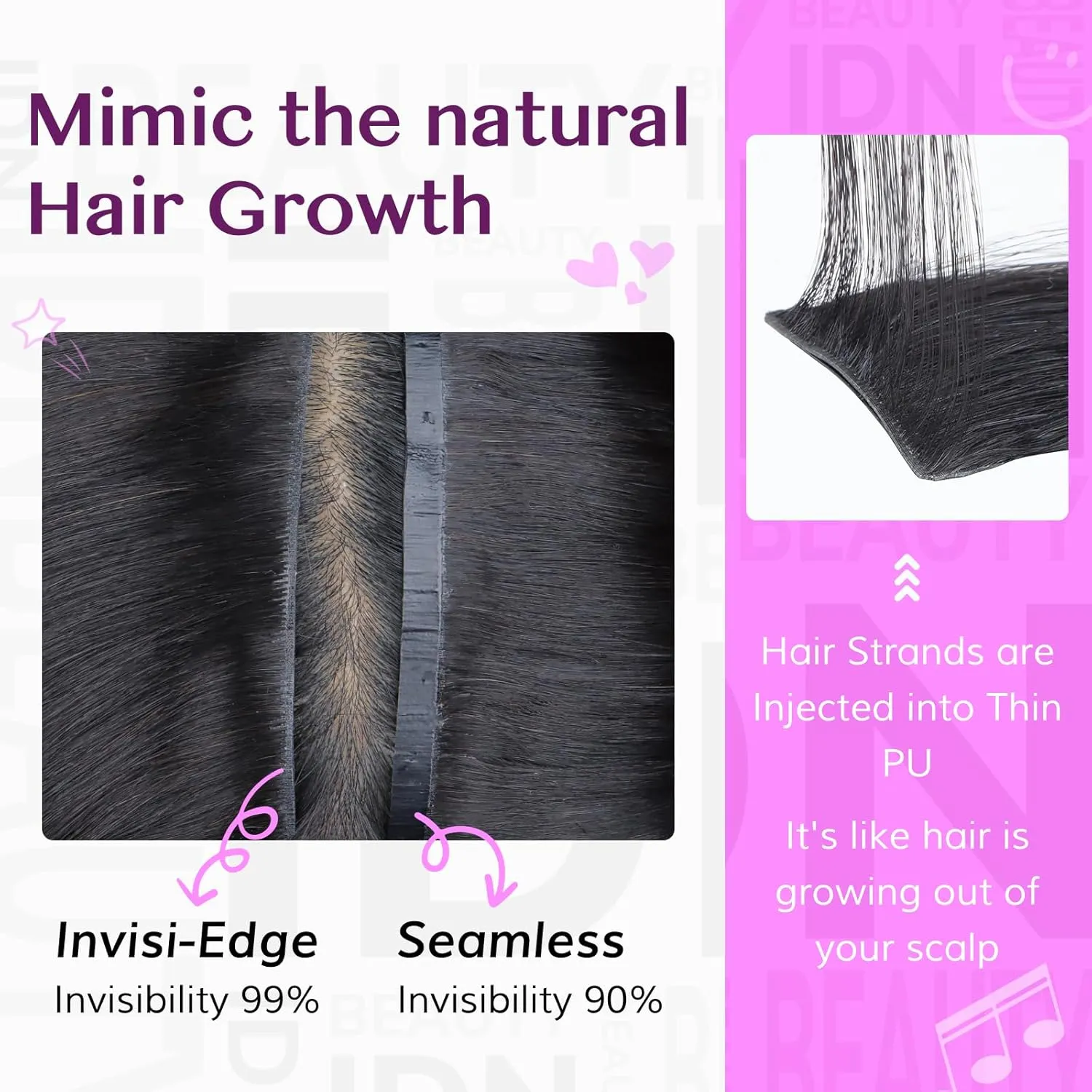 IDN BEAUTY 5 2 Invisi Edge Seamless Clip in Hair Extensions Human Hair Combo Pack, Yaki Straight 14 Inch 110g 5pcs Invisible Edge and 2pcs Seamless Clip ins for Black Women Natural Black No Leave Out