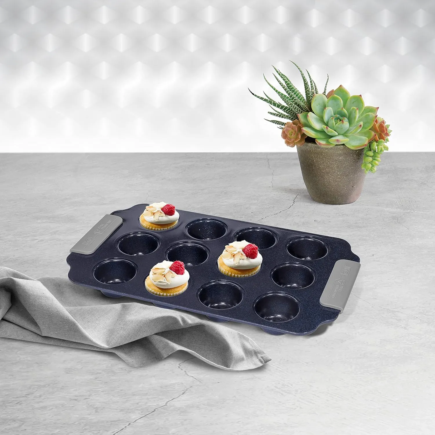 IKO Pure Diamond Ceramic Non Stick Bakeware (Blue, 12 Cup Mini Muffin Pan)