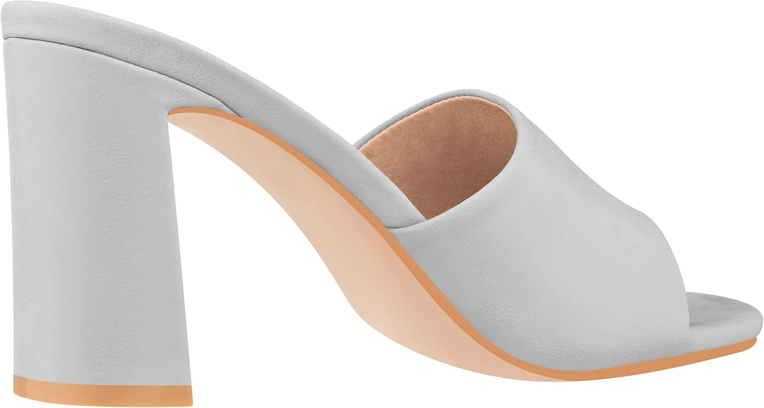 ILLUDE Women’s Block Heel Single Strap Square Toe Heeled Sandal Slip On Mule - Demi - Demi