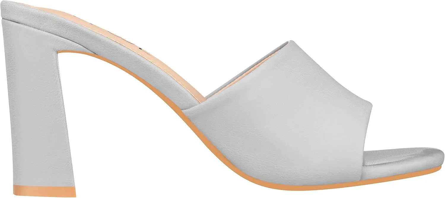 ILLUDE Women’s Block Heel Single Strap Square Toe Heeled Sandal Slip On Mule - Demi - Demi
