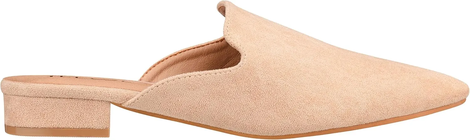 ILLUDE Women's Flat Mules Pointed Toe Backless Slip on Slides Loafer Shoes