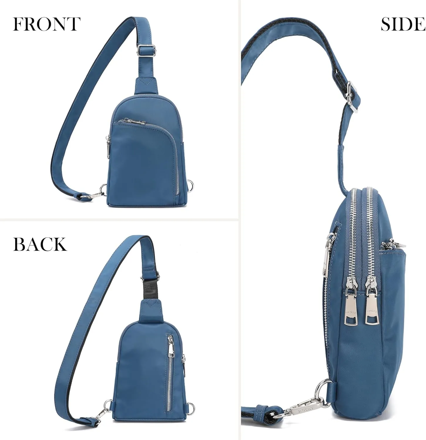 INICAT RFID Blocking Nylon Crossbody Bag for Women Small Sling Bag Travel Fanny Packs Belt Bag(Blue N)