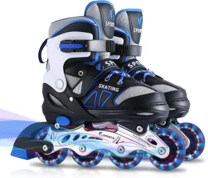 Inline Skates for Kids Girls Boys Beginners, 4 Size Adjustable Size with Light Up Wheels for Children.