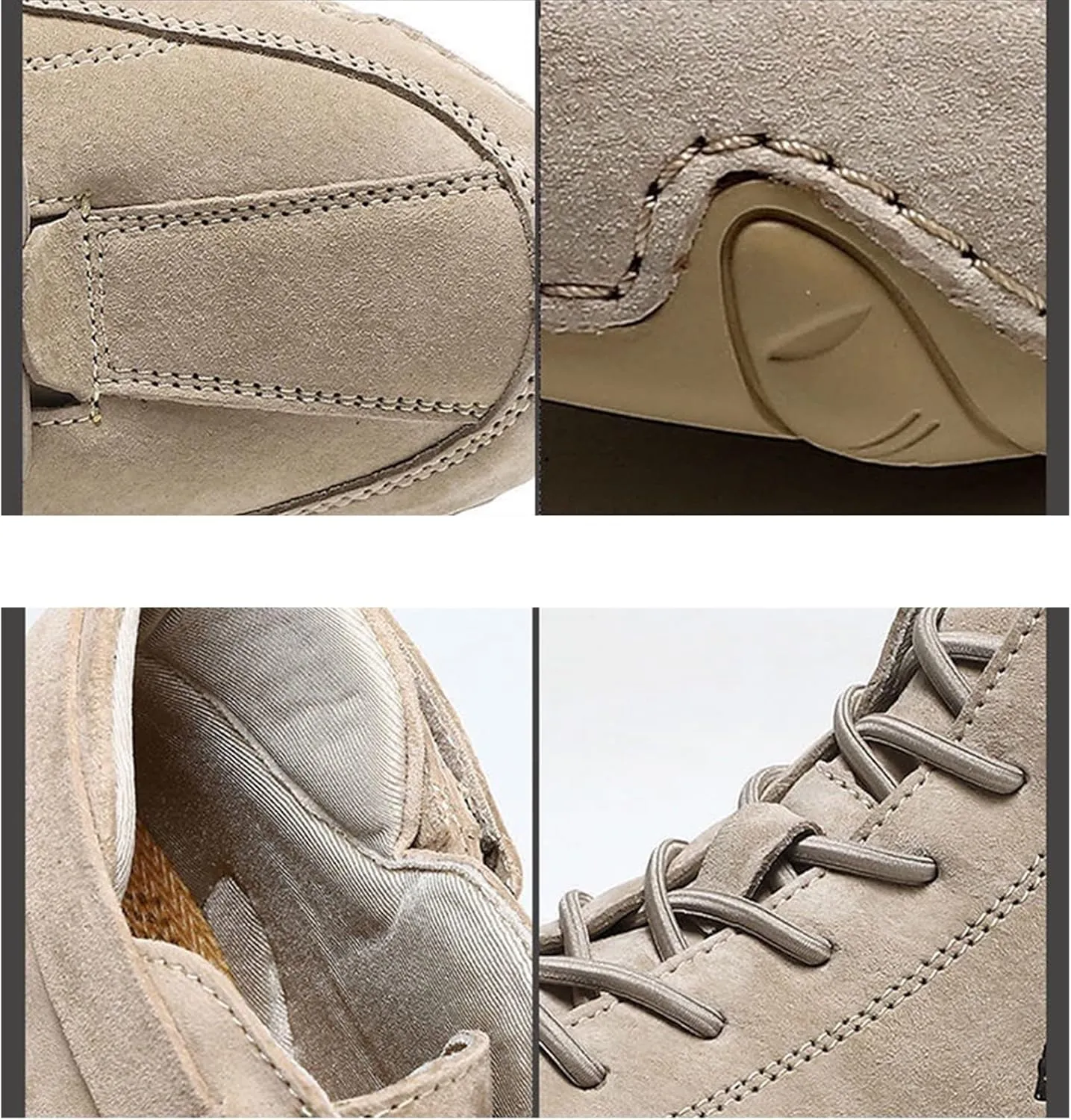 Italian Handmade Suede High Boots,Men's Soft Leather Casual Sneakers Non-Slip Breathable High Top Boots for Hiking, Driving
