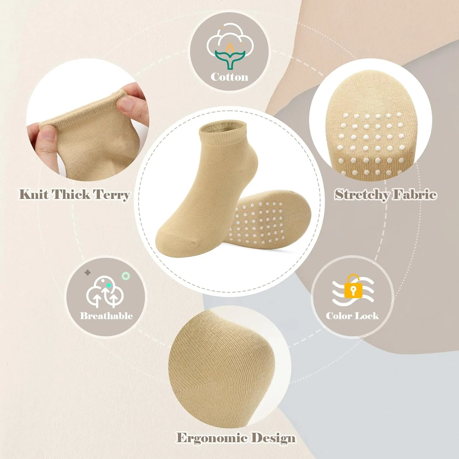 JAKIDAR 12 Pair Baby Toddler Socks Non-Slip Grip Cotton Ankle Socks for Boys Girls Non Skid Soles for Infants Kids