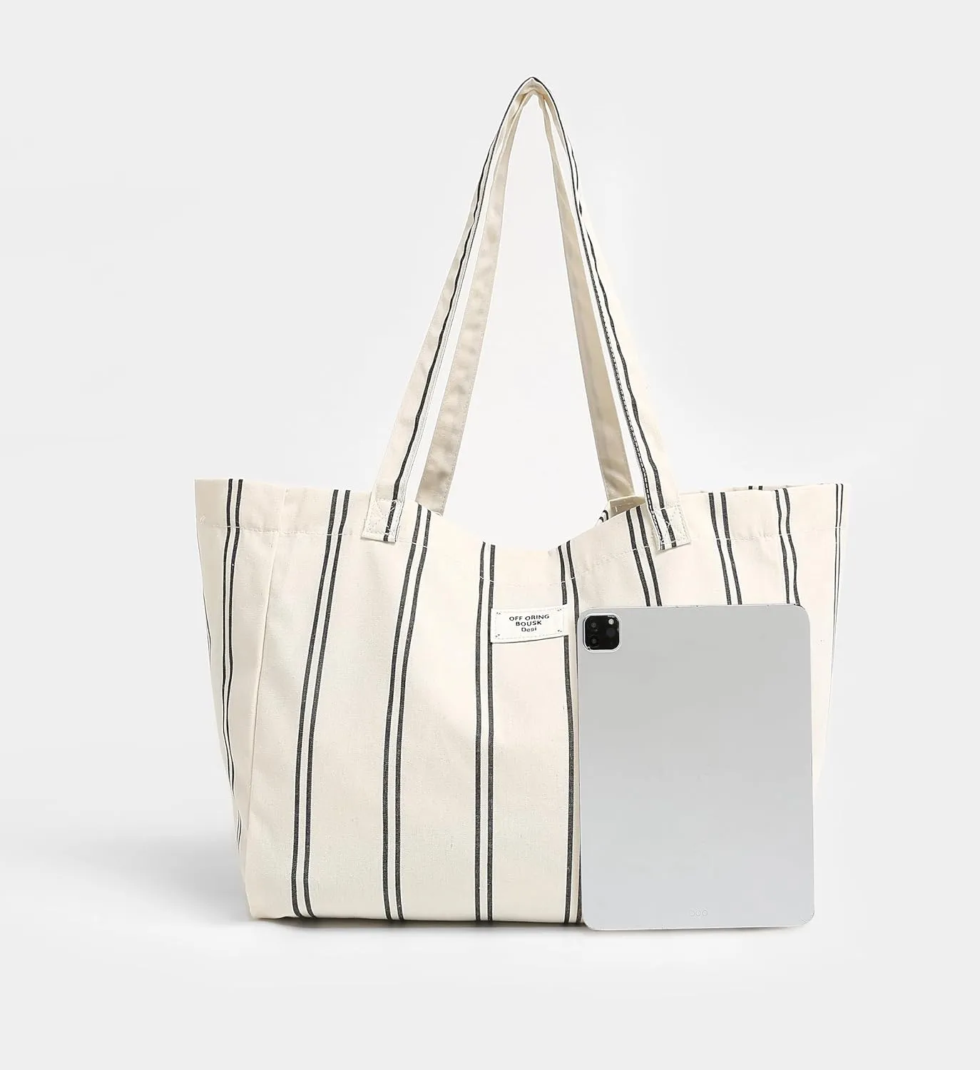 Jeelow Large Capacity Canvas Tote Bag Wide Straps Durable Shoulder Handbag for Women Daily Use Travel Shopping