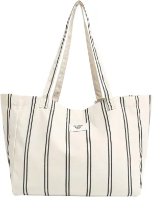 Jeelow Large Capacity Canvas Tote Bag Wide Straps Durable Shoulder Handbag for Women Daily Use Travel Shopping