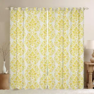 jejeloiu Boys Girls Damask Window Drapes Bohemian Exotic 30%-50% Blackout Shades Vintage Floral Window Curtains Kids Khaki Teens Bedroom Decor (2 Panels, 42 x 90 Inch)