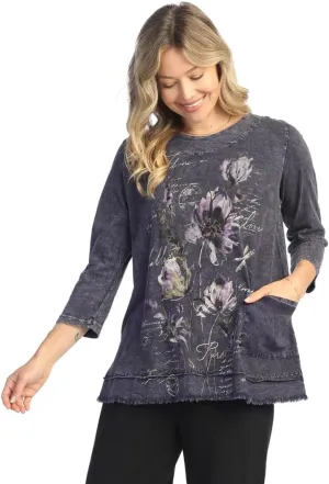 Jess & Jane Ballet Mineral Washed Tunic Top with Linen Contrast