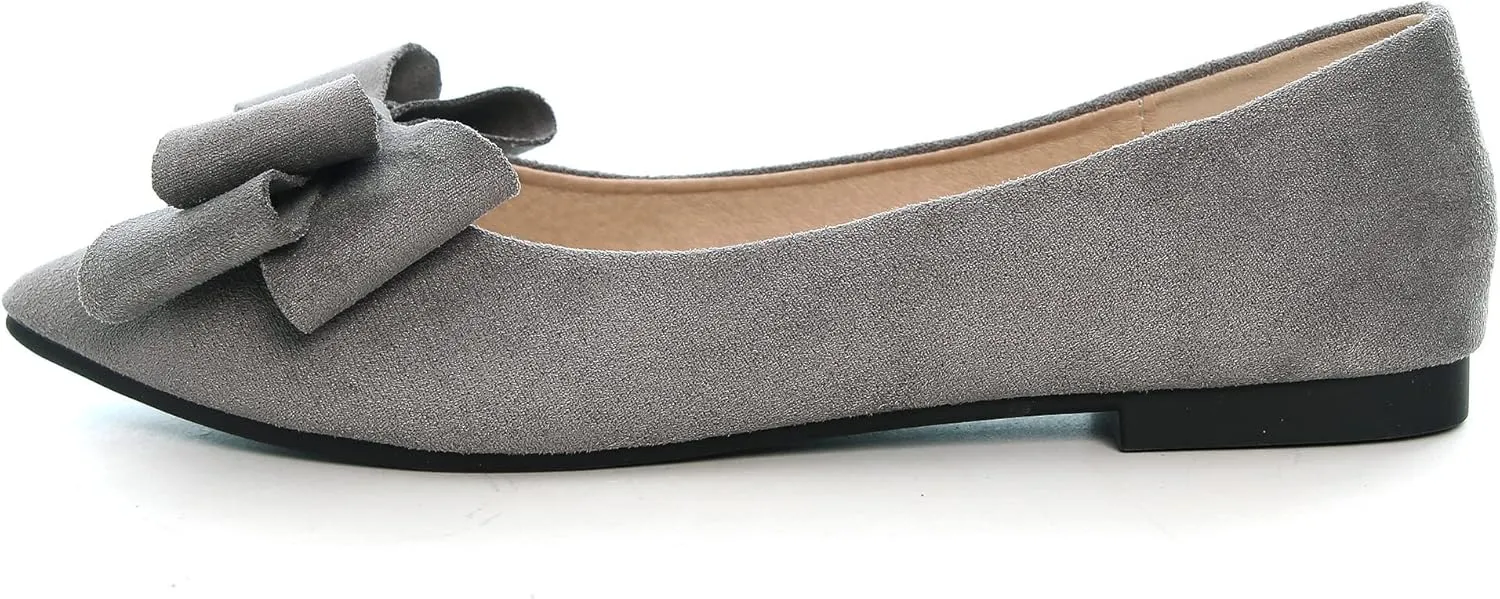 JiangWei Shu Women's Ballet Flats Solid Slip On Walking Shoes