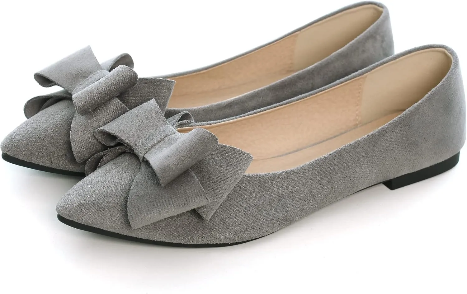 JiangWei Shu Women's Ballet Flats Solid Slip On Walking Shoes