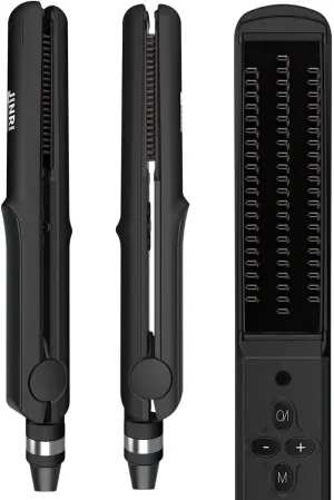 JINRI Volumizing Hair Iron, Ceramic Flat Iron for Frizz, Shinier & Smoother, Adjustable Temp, 360 ° Tail Rotation, Hair Styling Tools, for Short Or Thin Hair, Black