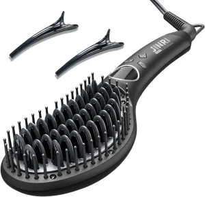 JINRI Volumizing Hair Iron, Hair Straightener Brush, Adjustable Temp, 360 ° Tail Rotation, Lasting Hair Volume, for Short Or Thin, Black