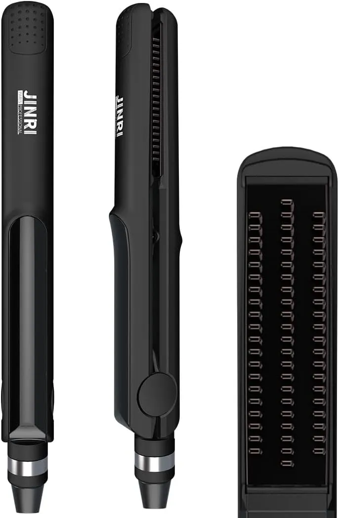 JINRI Volumizing Hair Iron, Pumped-Up Volume, Adjustable Temp, 360 ° Tail Rotation, Lasting Hair Volume, for Short Or Thin Hair, Black