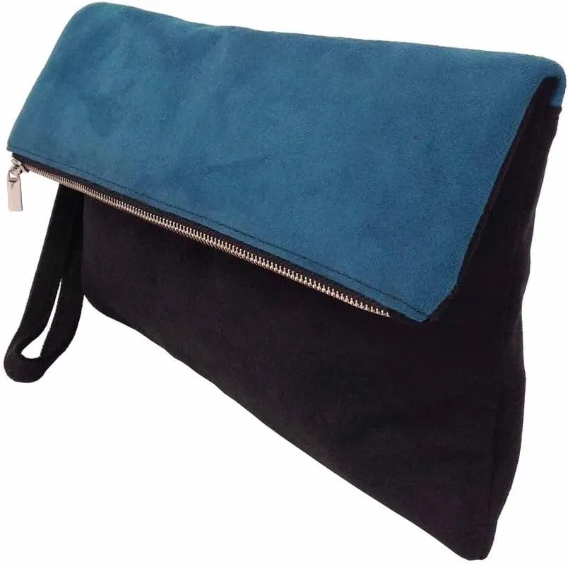 JNB Soft Faux Suede Colorblock Wristlet