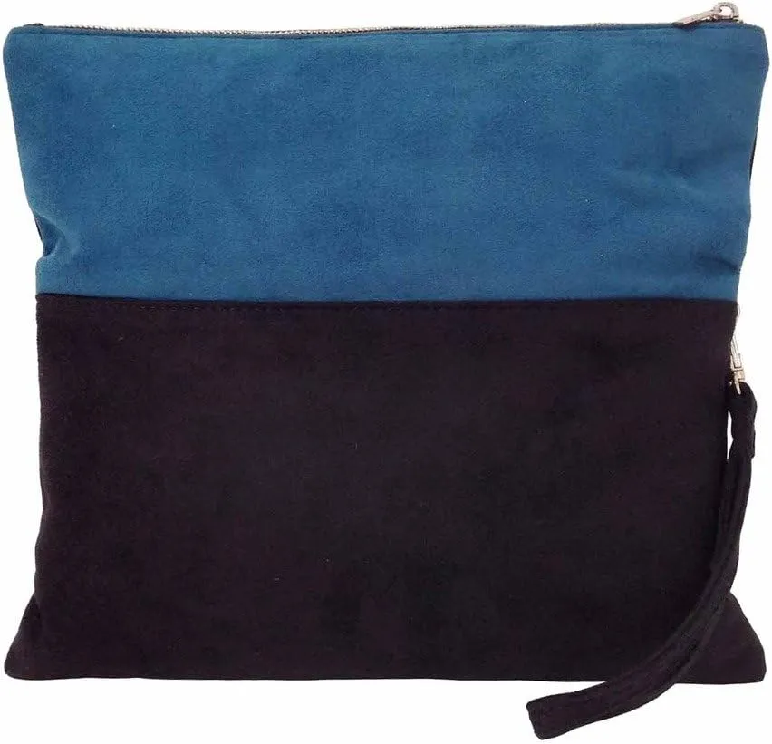 JNB Soft Faux Suede Colorblock Wristlet