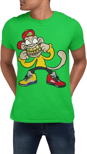 Jordan What The 5 Monkey Man Grill Men's Matching The Sneaker Urban Clothing T Shirt Small