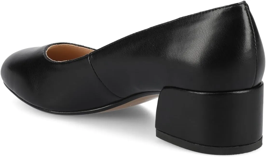Journee Collection Womens Saarii Block Heel Dress Pumps Cushioned Slip On Covered Round Closed Toe Fashion Shoe
