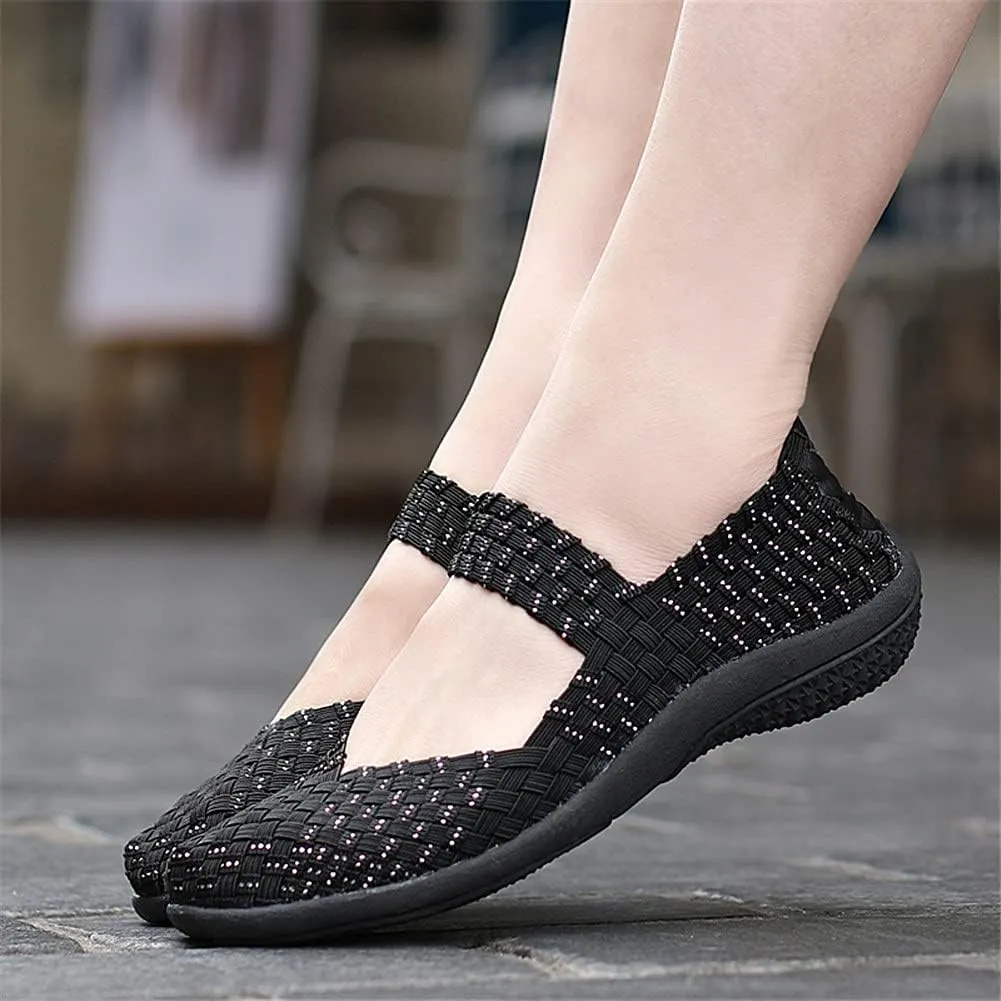 JOYVIP Womens Curly Type Ballet Flats Slip On Comfort Loafers Handmade Woven Shoes