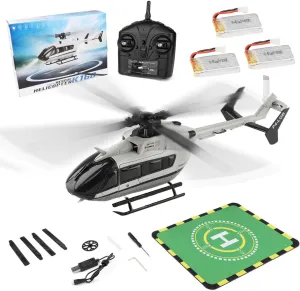 K160 EC-145 Remote Control Helicopter, 160 Size Flybarless RC Helicopter with Adjustable Left and Right Hand Throttle for Adults Beginners, with 3-Batteries (RTF Version)
