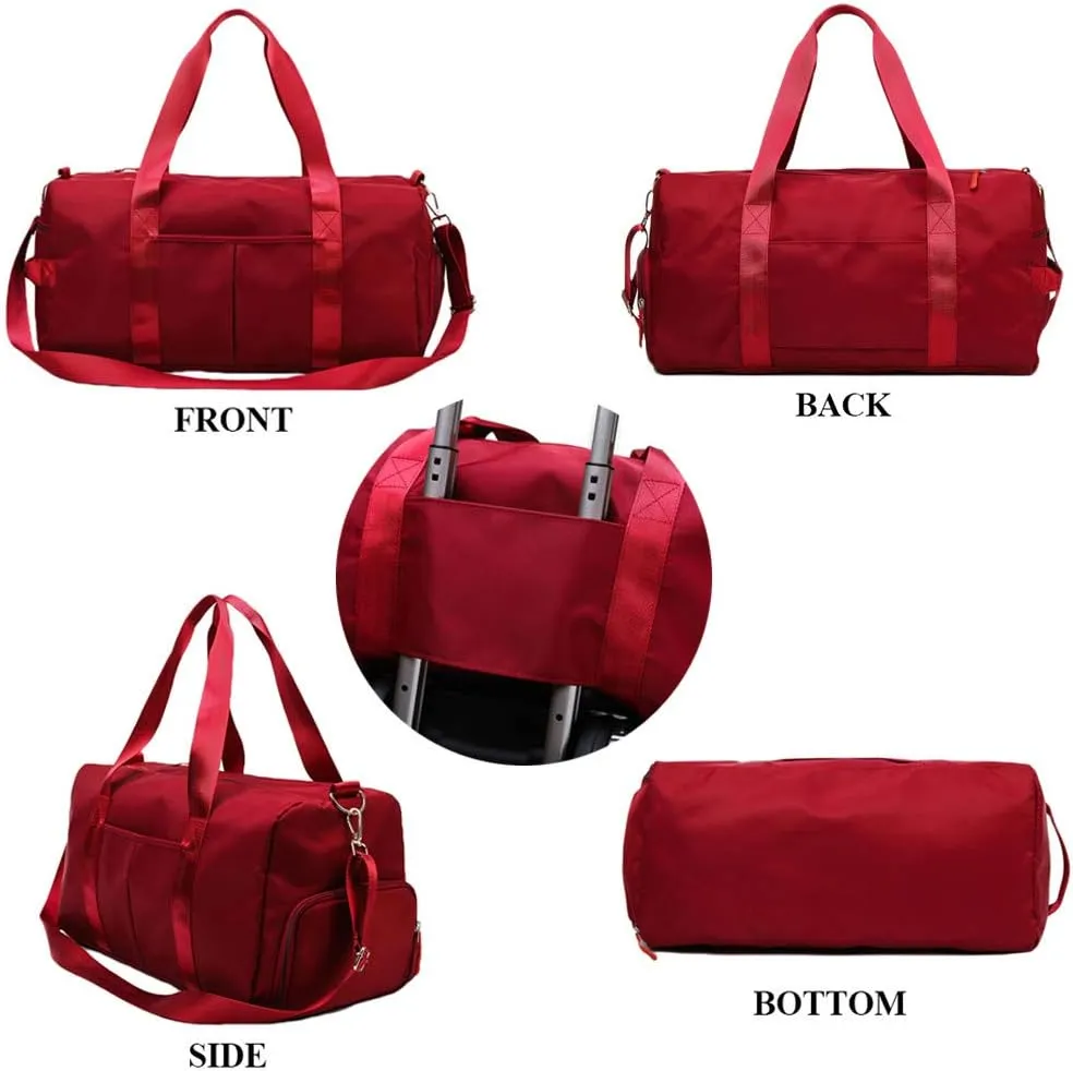 KARRESLY Sports Gym Bag for Women Travel Duffel Bag with Wet Pocket and Shoes Compartment for Training Swim Yoga(Red)