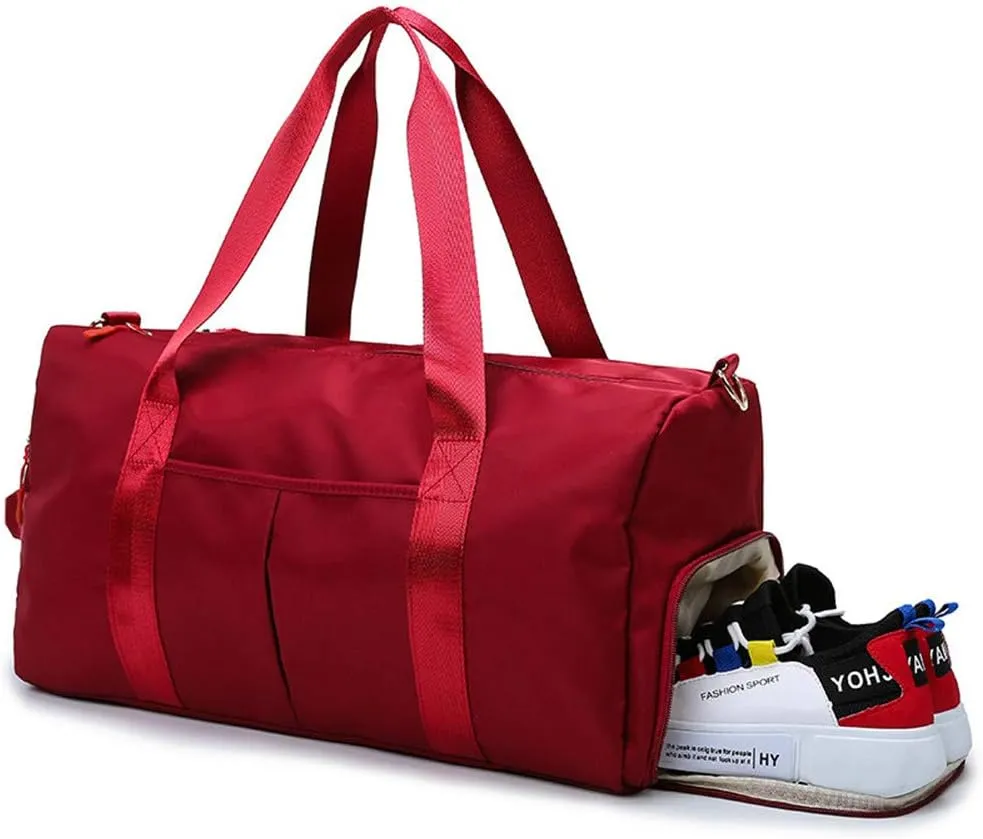 KARRESLY Sports Gym Bag for Women Travel Duffel Bag with Wet Pocket and Shoes Compartment for Training Swim Yoga(Red)