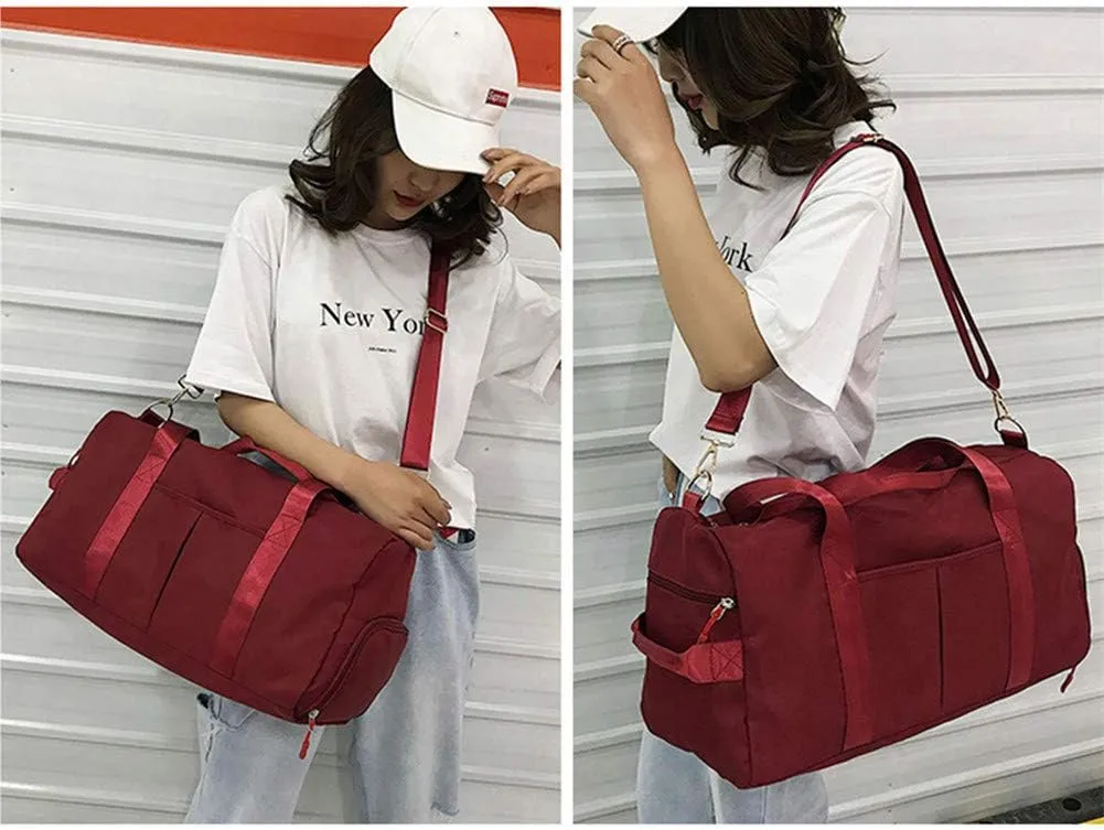 KARRESLY Sports Gym Bag for Women Travel Duffel Bag with Wet Pocket and Shoes Compartment for Training Swim Yoga(Red)