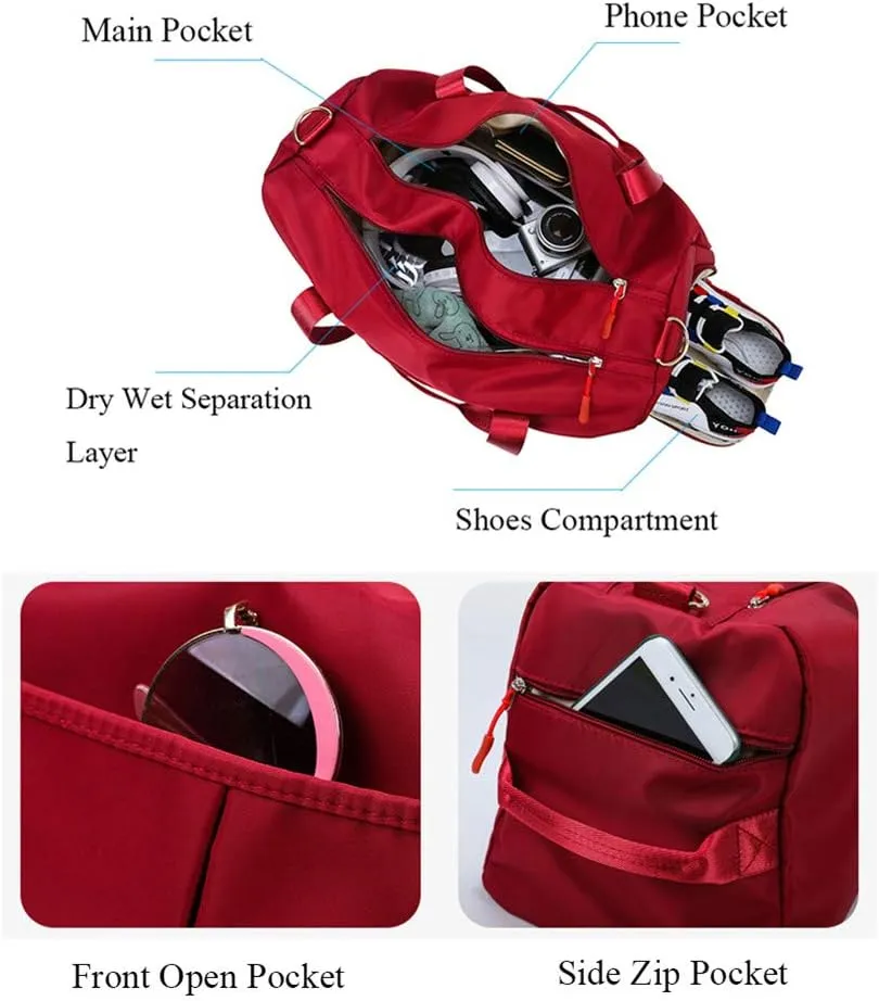 KARRESLY Travel Sports Gym Bag for Women or Men with Wet Pocket and Shoes Compartment for Training Swim Yoga(Black)