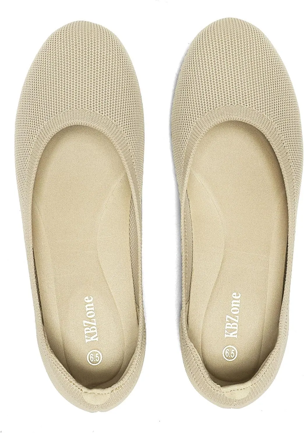 KBZone Women's Knit Ballet Flats Fashion Pointed Toe Walking Shoes Casual Slip-on Ballet Shoes