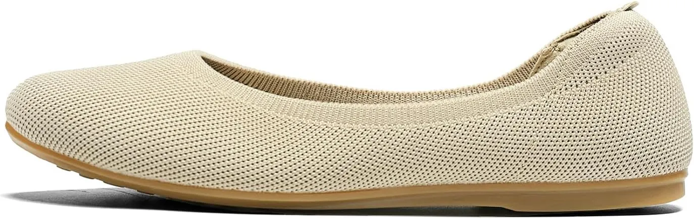 KBZone Women's Knit Ballet Flats Fashion Pointed Toe Walking Shoes Casual Slip-on Ballet Shoes