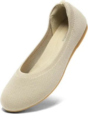 KBZone Women's Knit Ballet Flats Fashion Pointed Toe Walking Shoes Casual Slip-on Ballet Shoes