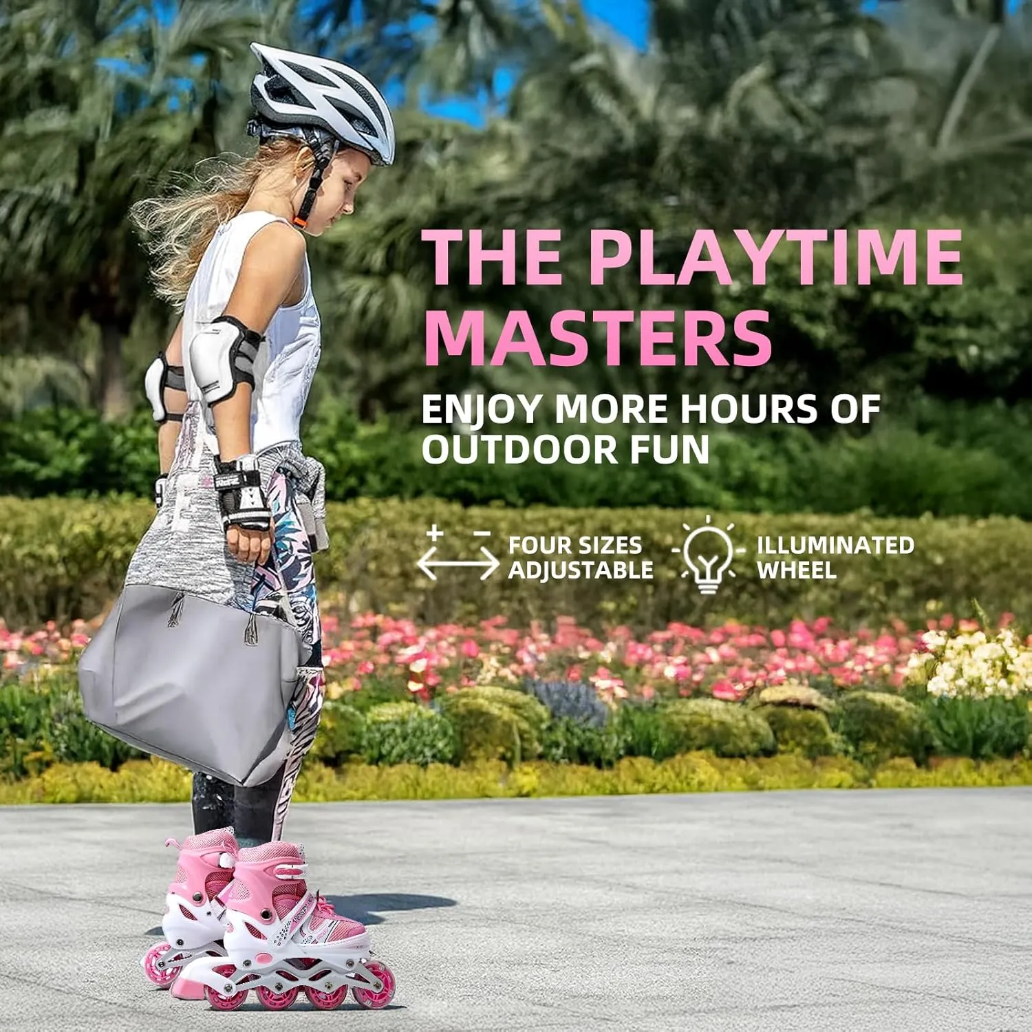 KDJ Adjustable Inline Skates for Kids Age 3-6 6-12 12-14, Beginner with Full Light Up Wheels Roller Skates for Boys & Girls