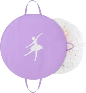 KEEGH Girls Tutu Garment Bag 35 Inch Ballet Tutu Bag, Foldable Dance Costume Garment Bag for Hanging Clothes, Pancake Dance Bag for Dancers with Handle Strap for Travel or Storage, Purple