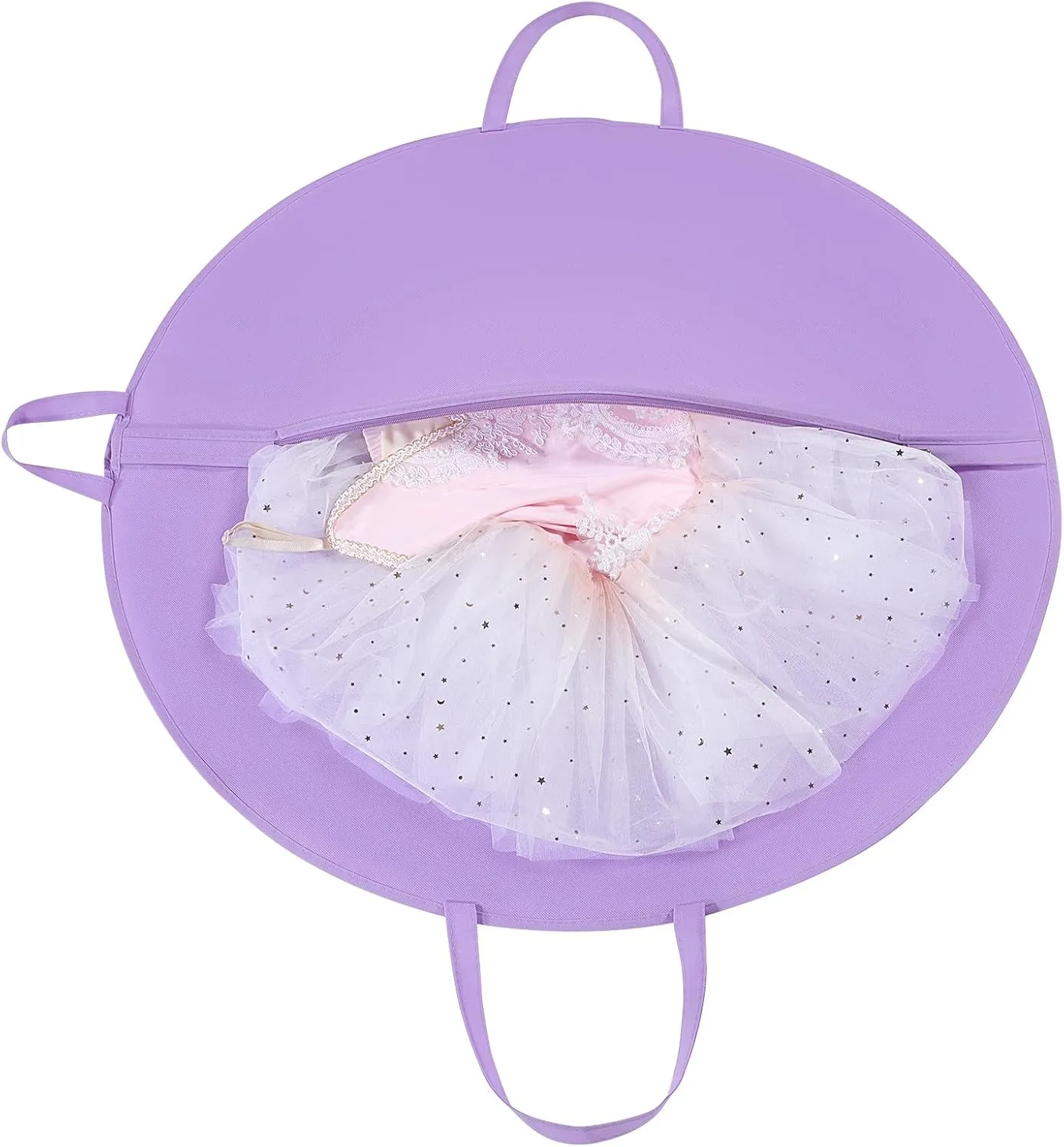 KEEGH Girls Tutu Garment Bag 35 Inch Ballet Tutu Bag, Foldable Dance Costume Garment Bag for Hanging Clothes, Pancake Dance Bag for Dancers with Handle Strap for Travel or Storage, Purple