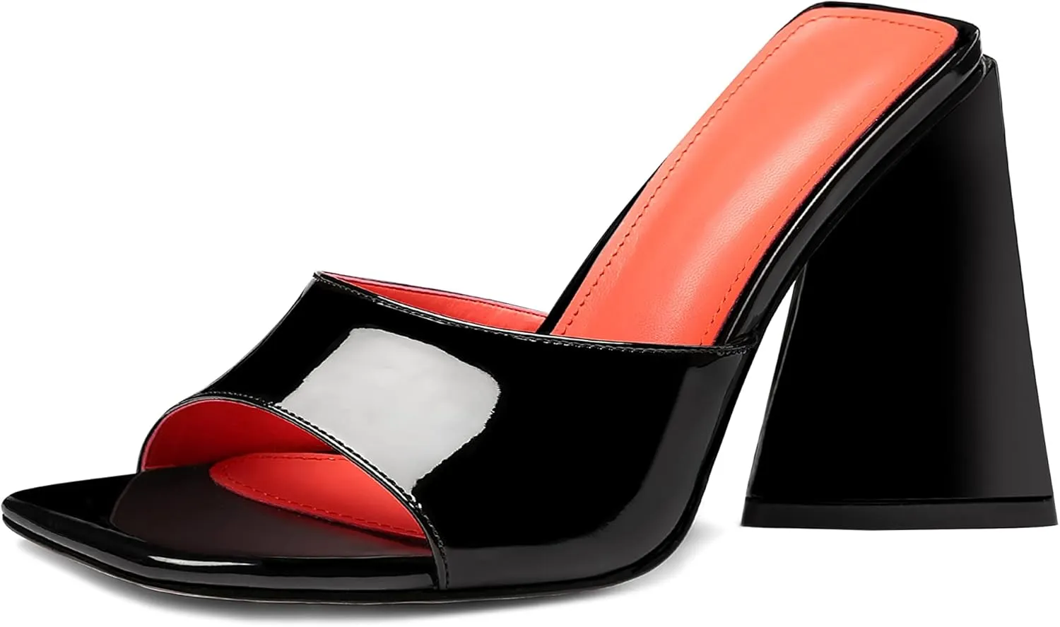 keleimusi Women's Trendy Square Toe Block Heel Dress Mules with Wide Strap