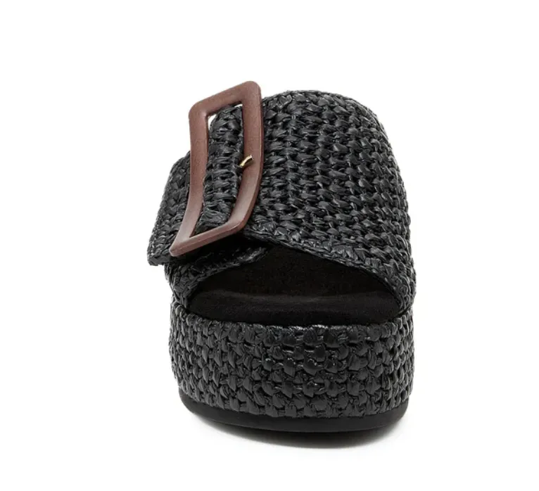 Kelsi Dagger Doveror Raffia Platform Slides