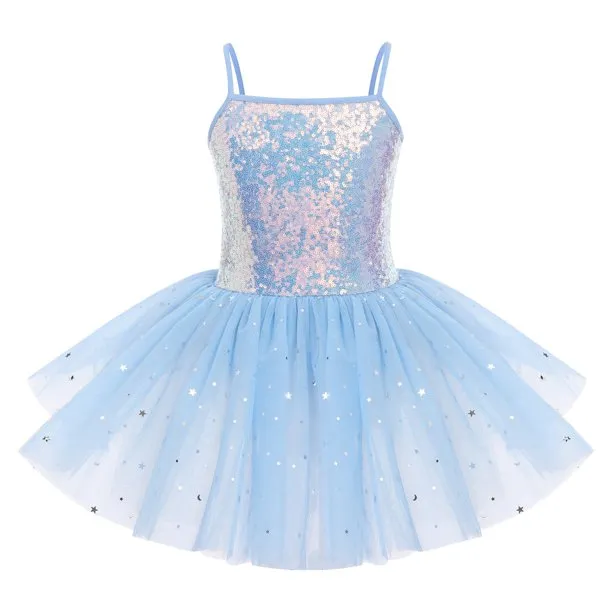Kids baby girl ballet dancewear gymnastics outfits Sequins Camisole Ballet Dance Dress