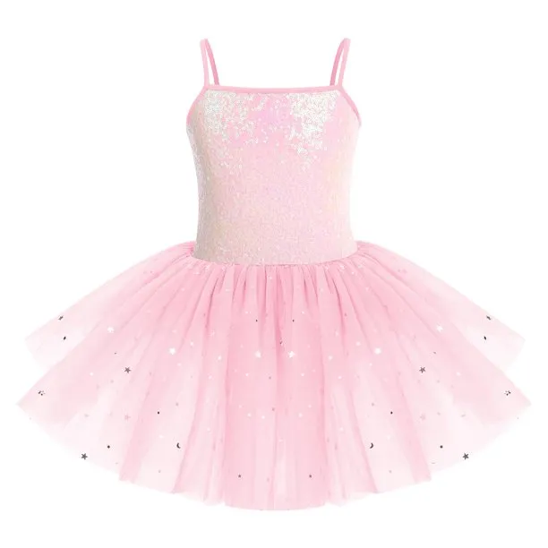 Kids baby girl ballet dancewear gymnastics outfits Sequins Camisole Ballet Dance Dress