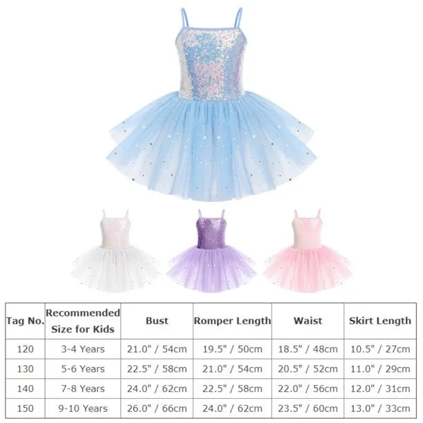 Kids baby girl ballet dancewear gymnastics outfits Sequins Camisole Ballet Dance Dress