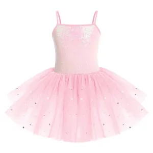 Kids baby girl ballet dancewear gymnastics outfits Sequins Camisole Ballet Dance Dress