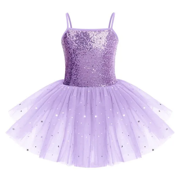 Kids baby girl ballet dancewear gymnastics outfits Sequins Camisole Ballet Dance Dress