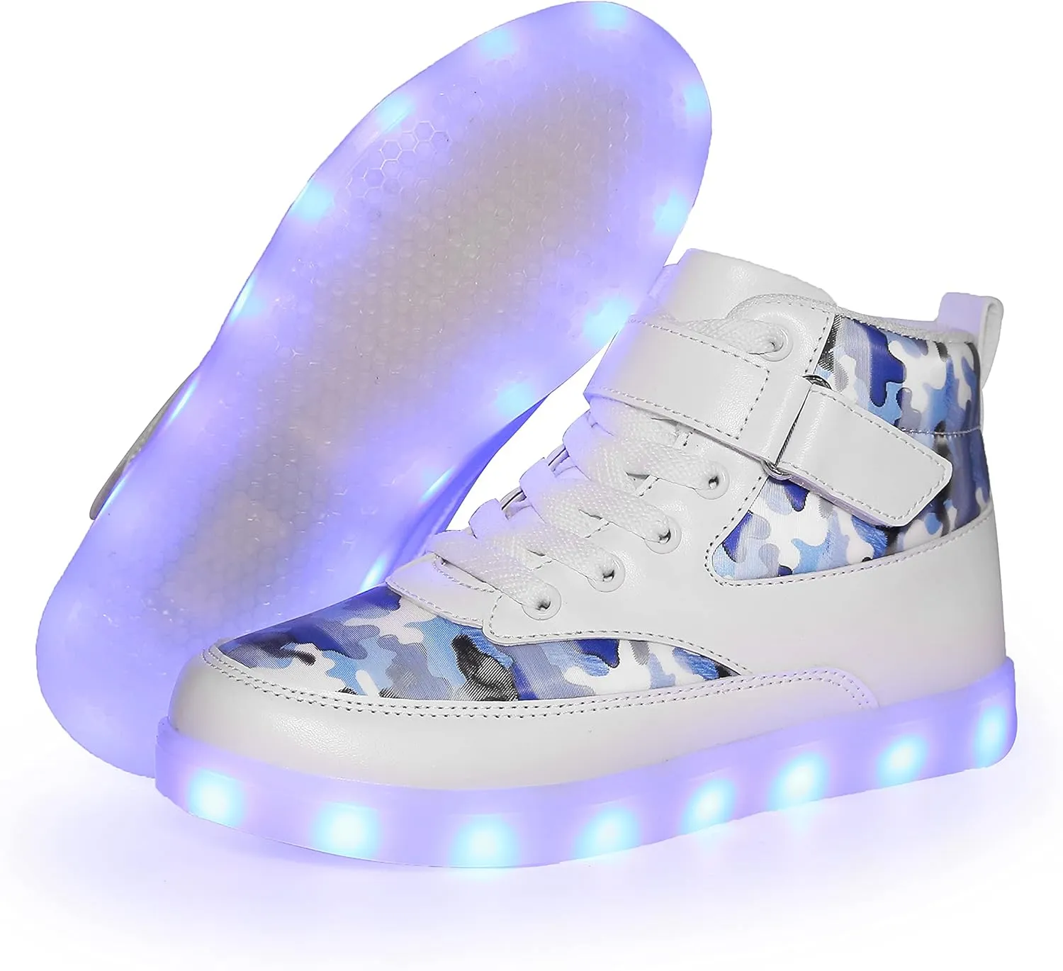 Kids LED Light up Shoes USB Charging Flashing High-top Sneakers for Boys and Girls Child Unisex
