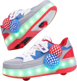 Kids Roller Skate Shoes - Rechargeable Wheels, Fashion Color, Shiny, Birthday for Boys and Girls