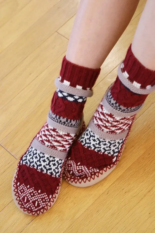 Knit Nordic Slipper Sock Boot