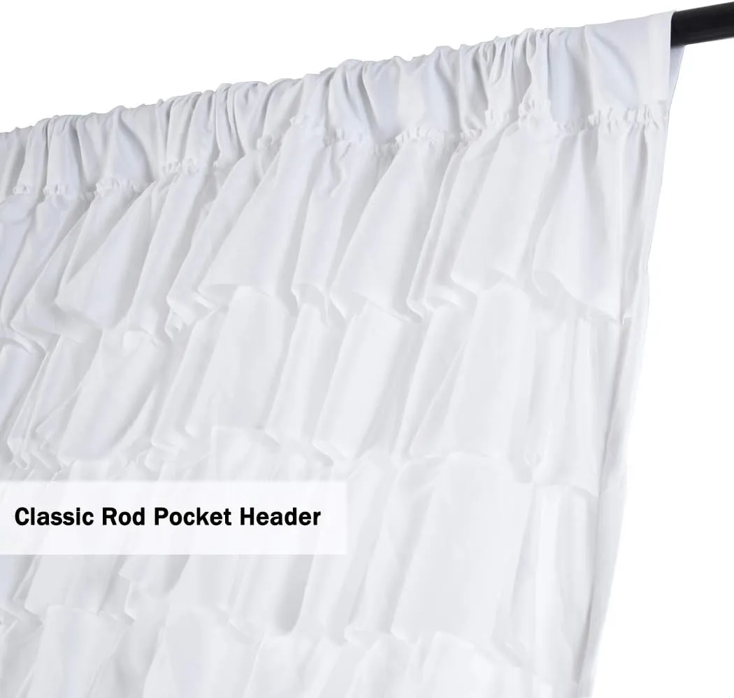 Kotile White Ruffle Curtain 84 Inches Long 1 Panel Gypsy Layered Ruffled Curtain for Living Room, Rod Pocket Light Filtering Privacy Shabby Chic White Ruffle Window Curtain Panel, W52 x L84 Inch